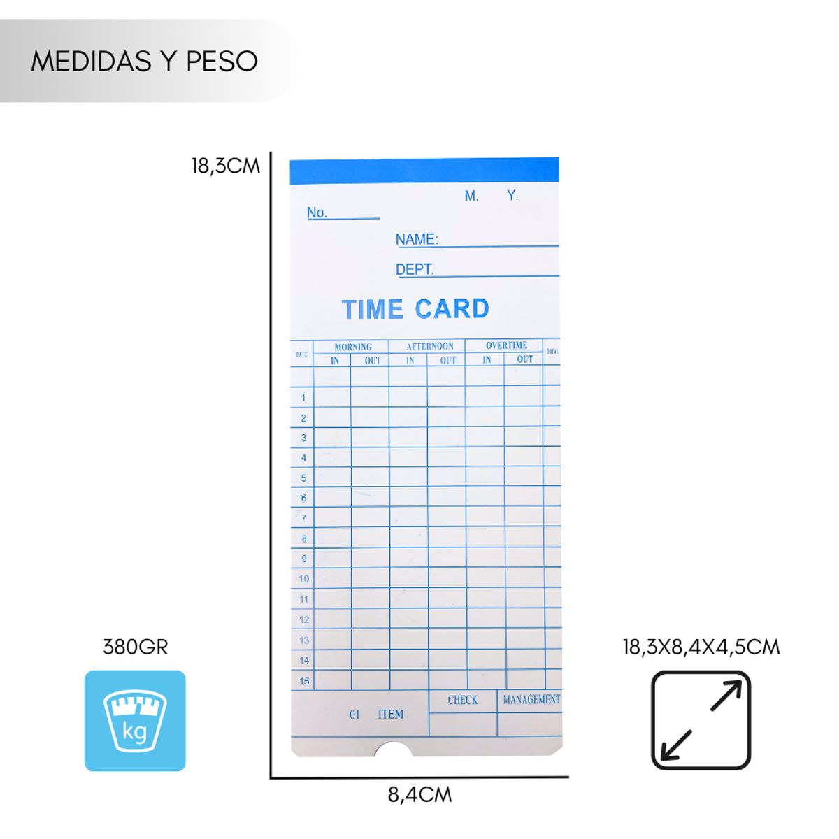 GENERICO - Tarjetas Fichas Reloj Control Asistencia 100 Und 80215