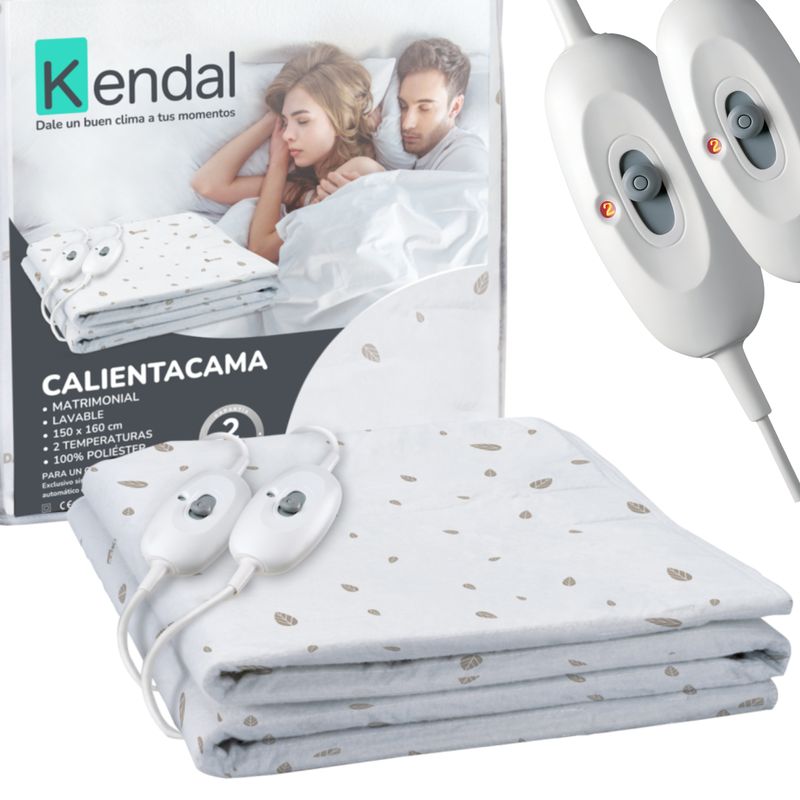 KENDAL - Calienta Camas Kendal 2 Plaza Lavable / 2 Temperaturas / SEC - Blanco