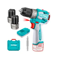 TOTAL TOOLS - Taladro Compacto 13mm Brushless Industrial 16v + 2 Bat 2a + Carg TOTAL