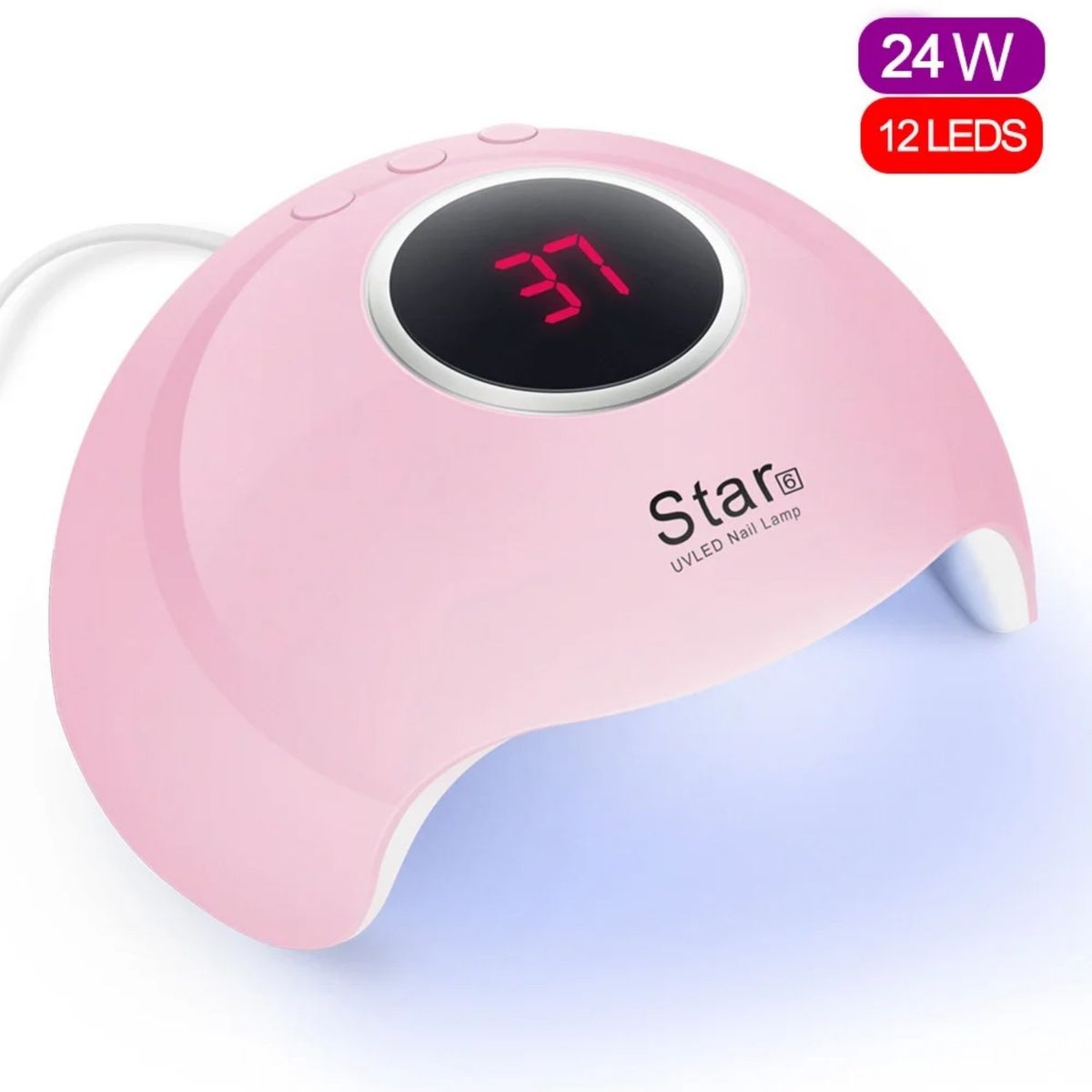 HOMESTAR - Lámpara Led Uv De 24w Secador De Uñas Rosa