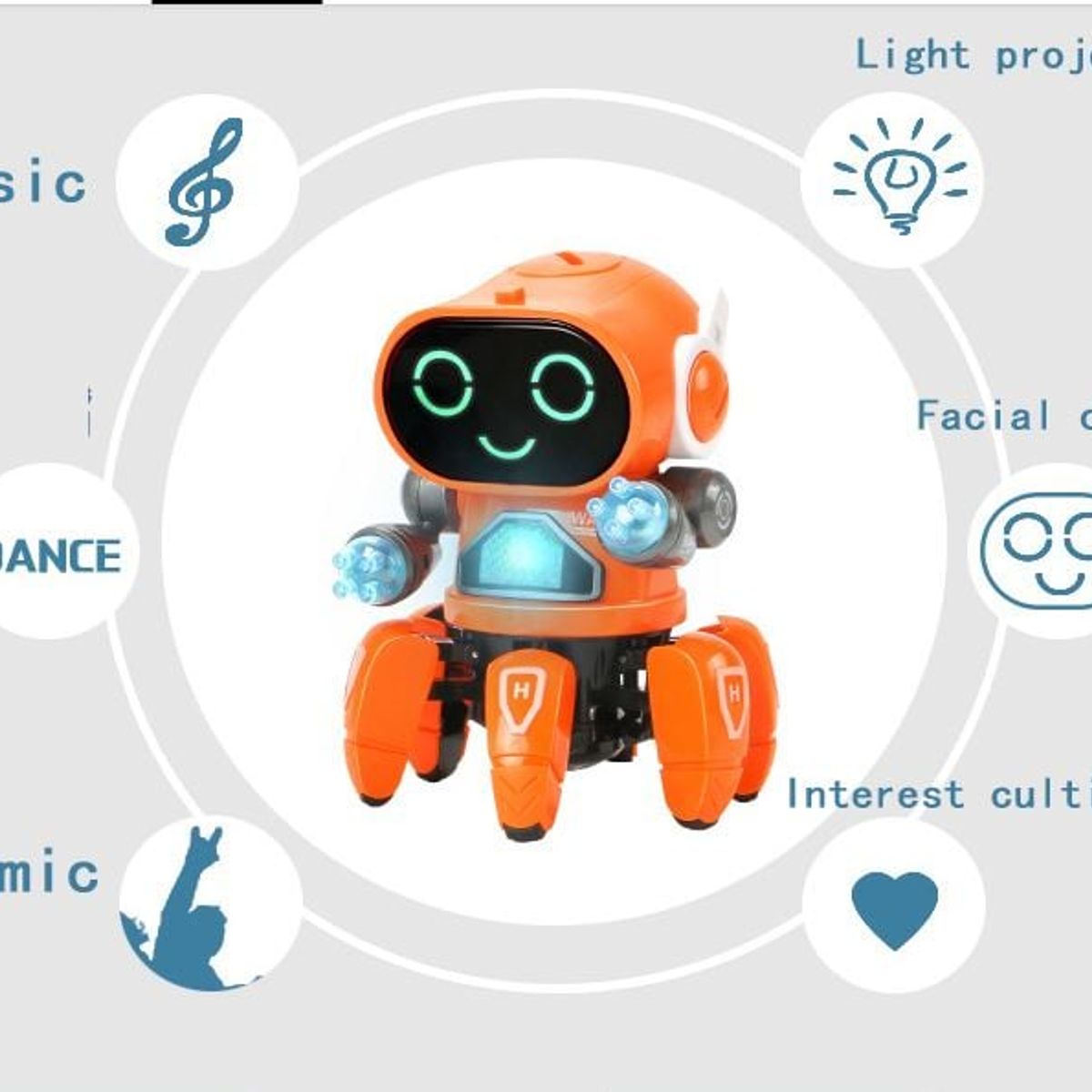 GENERICO - Robot Araña Musical Bailarín Juguete Con Luces Led - NARANJO