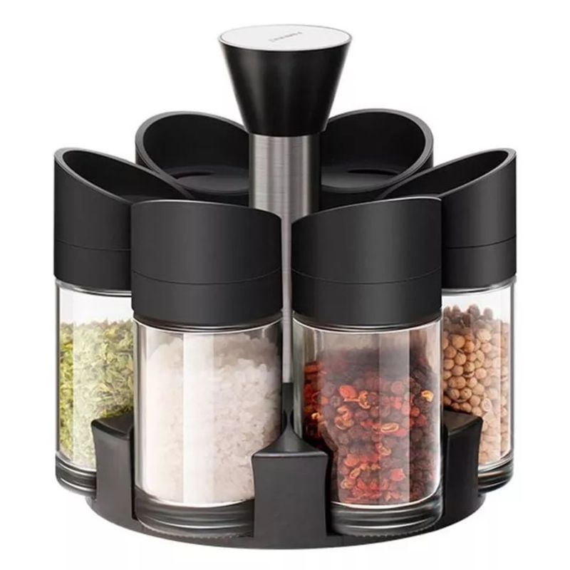 GENERICO - Set De 6 Especieros Condimento Base Giratorio 360 Cocina