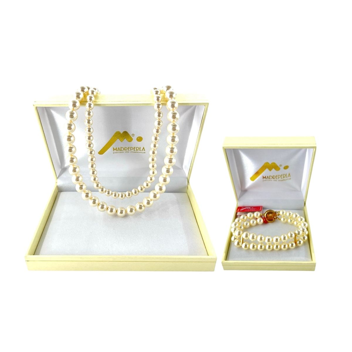 MALLORCA - Set Collar Doble de Perlas mas Pulsera Doble Mallorca Enchapado en Oro