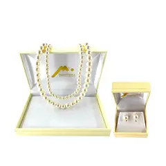 MALLORCA - Set Collar Doble de Perlas mas Aros pegados Enchapado en Oro