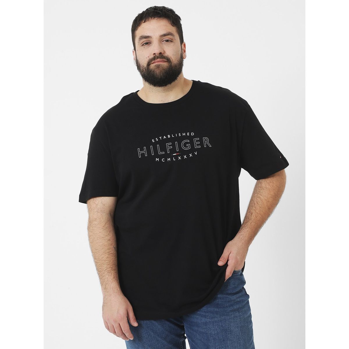 TOMMY HILFIGER - Polera Plus 1985 Logo Regular Fit Negro Tommy Hilfiger