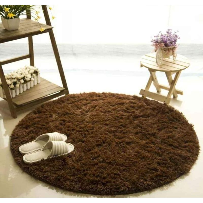 ANGELES DEL HOGAR - Alfombras peludas tipo Shaggy Redondas 150cm
