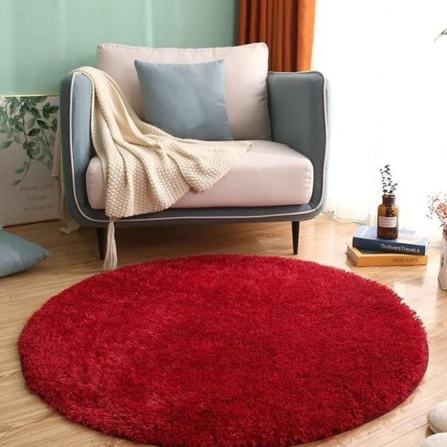 ANGELES DEL HOGAR - Alfombras peludas tipo Shaggy Redondas 150cm