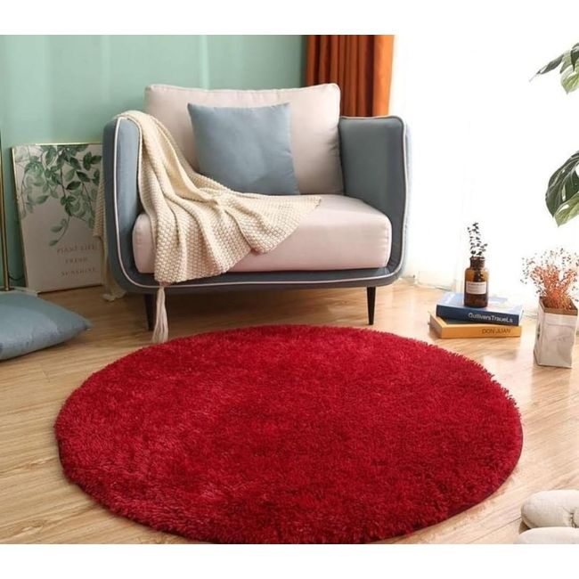 ANGELES DEL HOGAR - Alfombras peludas tipo Shaggy Redondas 150cm