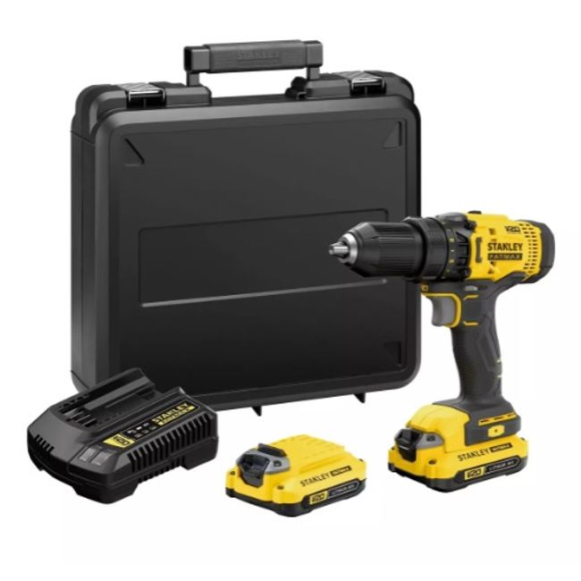 STANLEY - Taladro Atornillador Inalámbrico STANLEY 20v SCD700C2K-B2 - 2b+Carg+Maleta