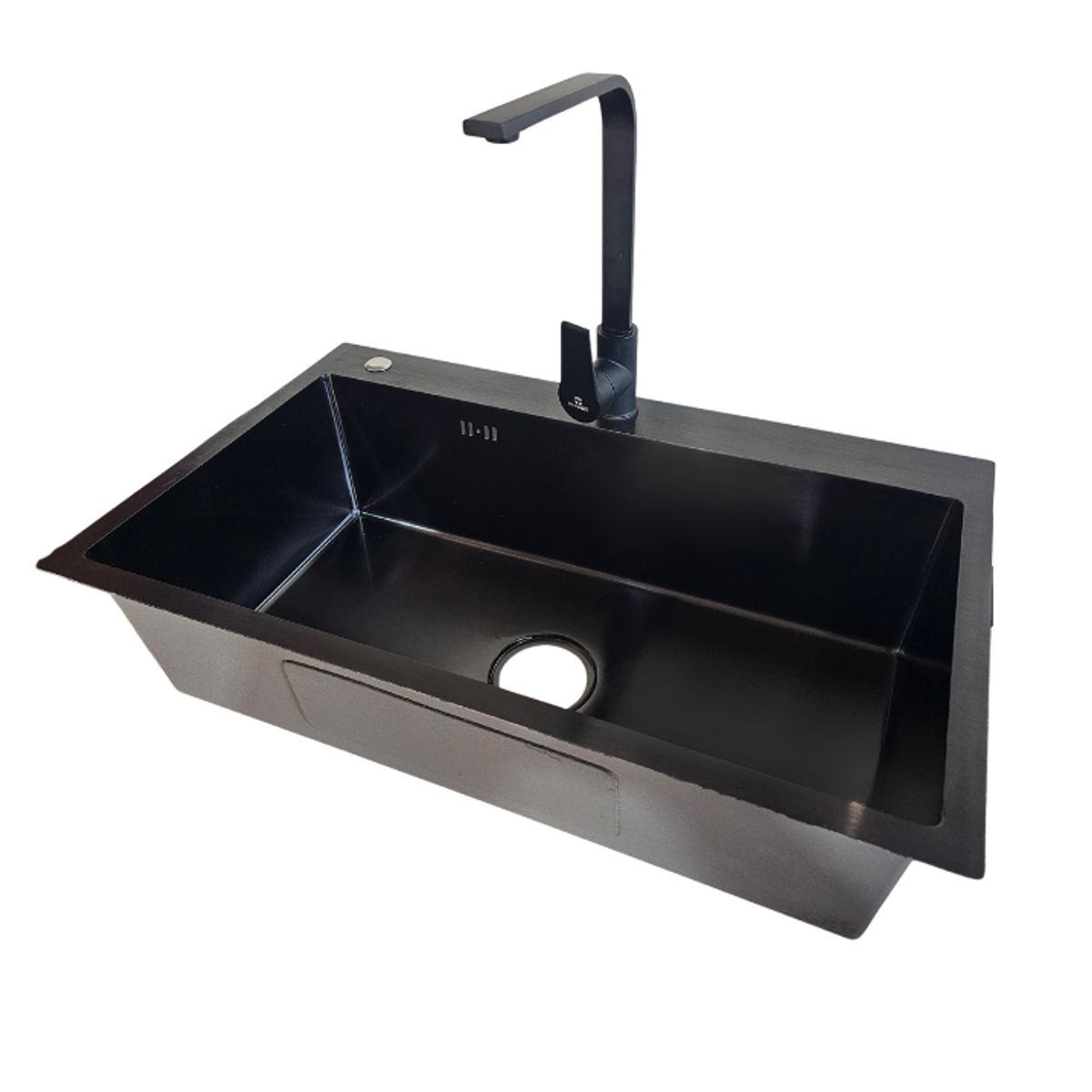 MODERN SPACE - Lavaplatos 75x45 Cm Negro 2mm + Monomando Notte Negro  Ms