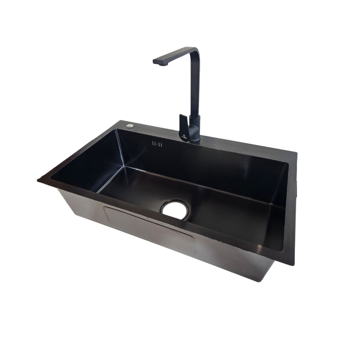 MODERN SPACE - Lavaplatos 75x45 Cm Negro 2mm + Monomando Notte Negro  Ms