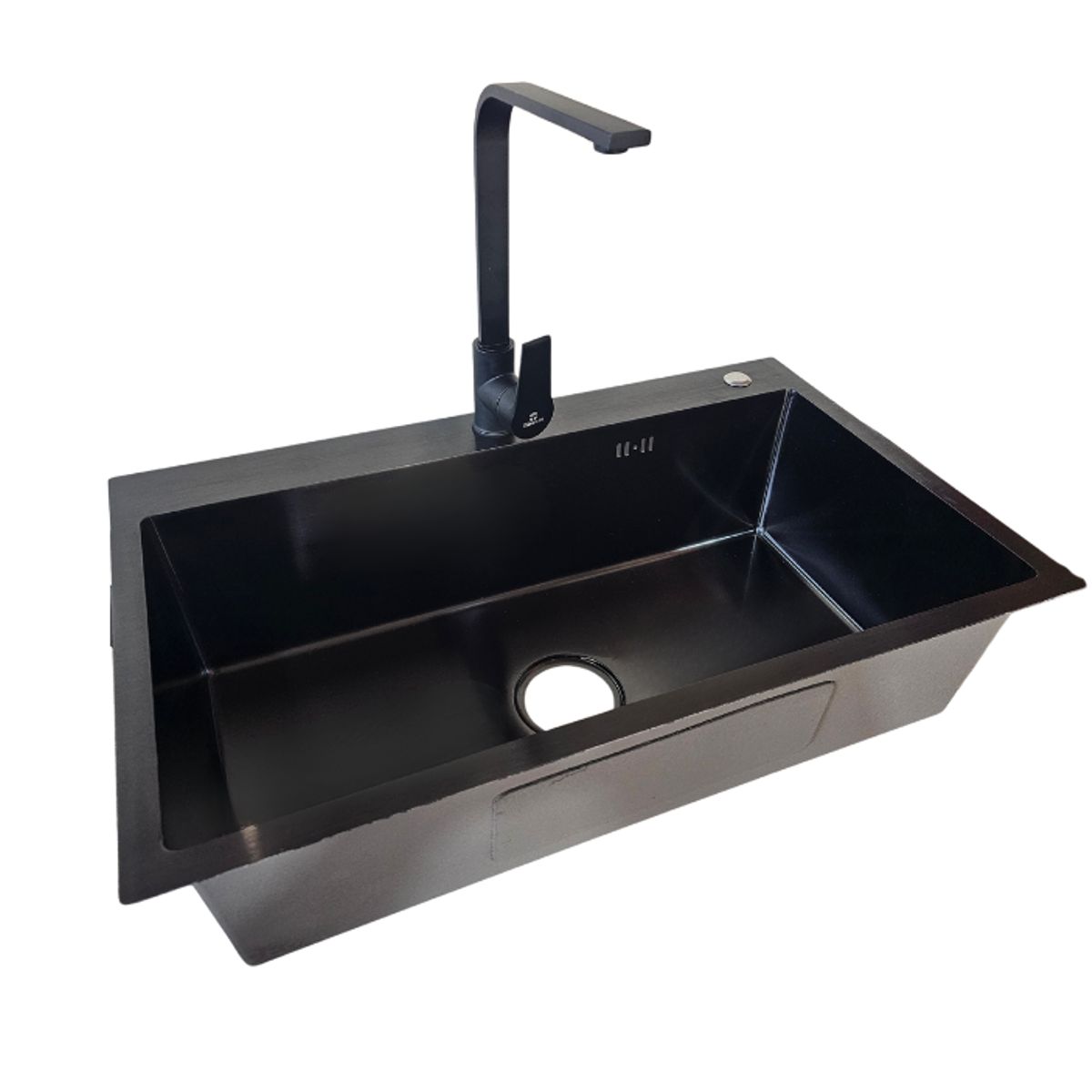 MODERN SPACE - Lavaplatos 75x45 Cm Negro 2mm + Monomando Notte Negro  Ms