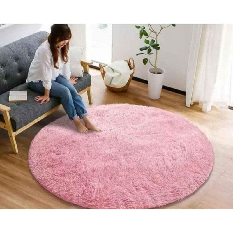 ANGELES DEL HOGAR - Alfombras peludas tipo Shaggy Redondas 150cm