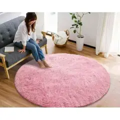ANGELES DEL HOGAR - Alfombras peludas tipo Shaggy Redondas 150cm