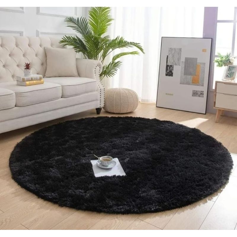 ANGELES DEL HOGAR - Alfombras peludas tipo Shaggy Redondas 150cm
