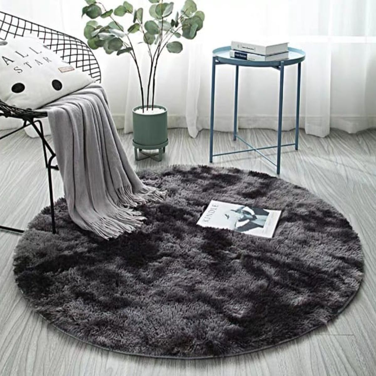 ANGELES DEL HOGAR - Alfombras peludas tipo Shaggy Redondas 150cm