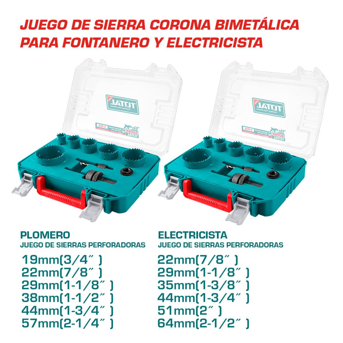TOTAL TOOLS - Set Sierras de Copa Bi-metal 18 Piezas TOTAL