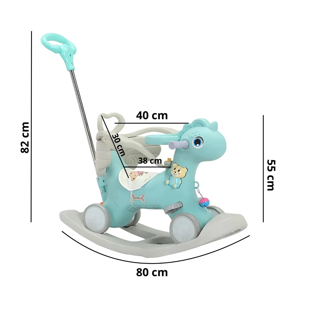 CRUSEC - Balancin Caballito Mecedor Y Correpasillo Desmontable Azul