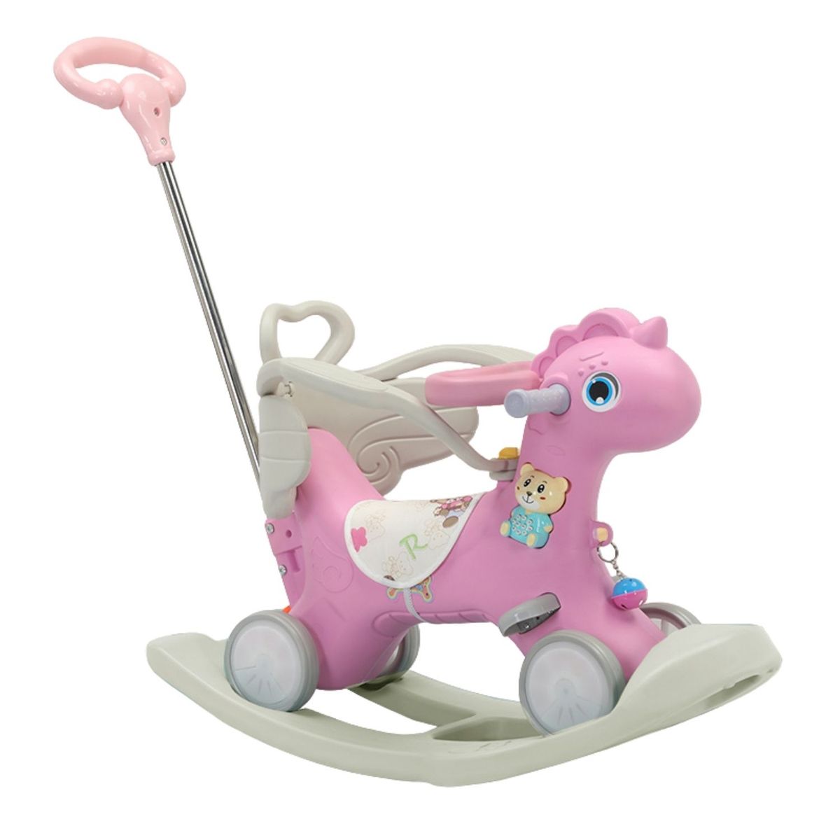 CRUSEC - Balancin Caballito Mecedor Y Correpasillo Desmontable Rosa