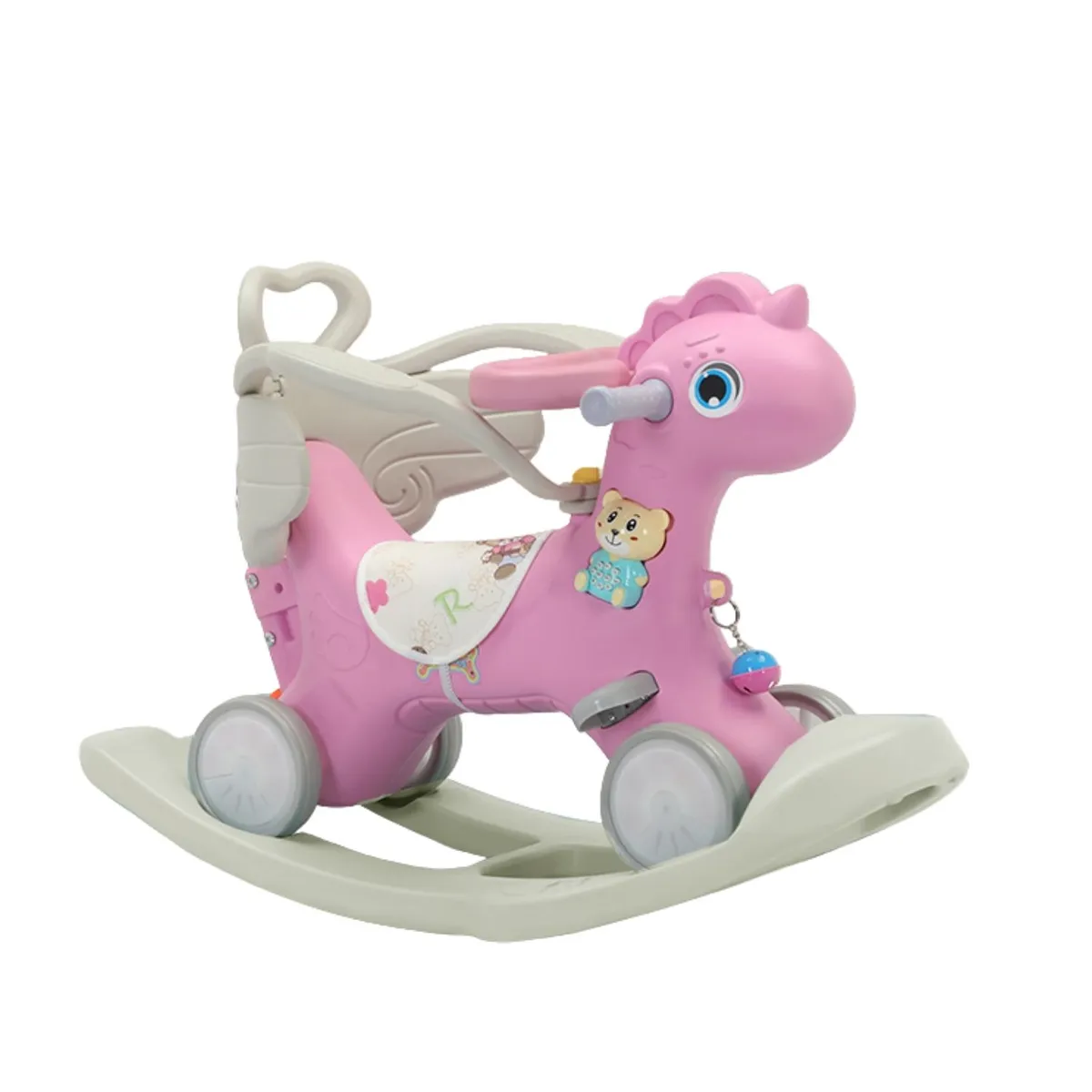 CRUSEC - Balancin Caballito Mecedor Y Correpasillo Desmontable Rosa