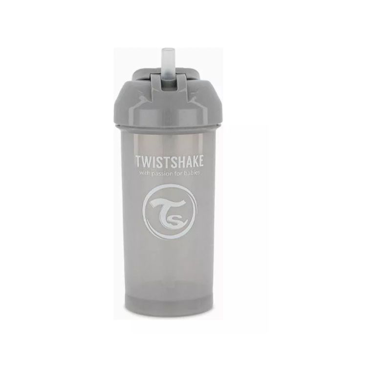 TWISTSHAKE - Vaso con bombilla Antiderrame 6M+ 360ml Gris