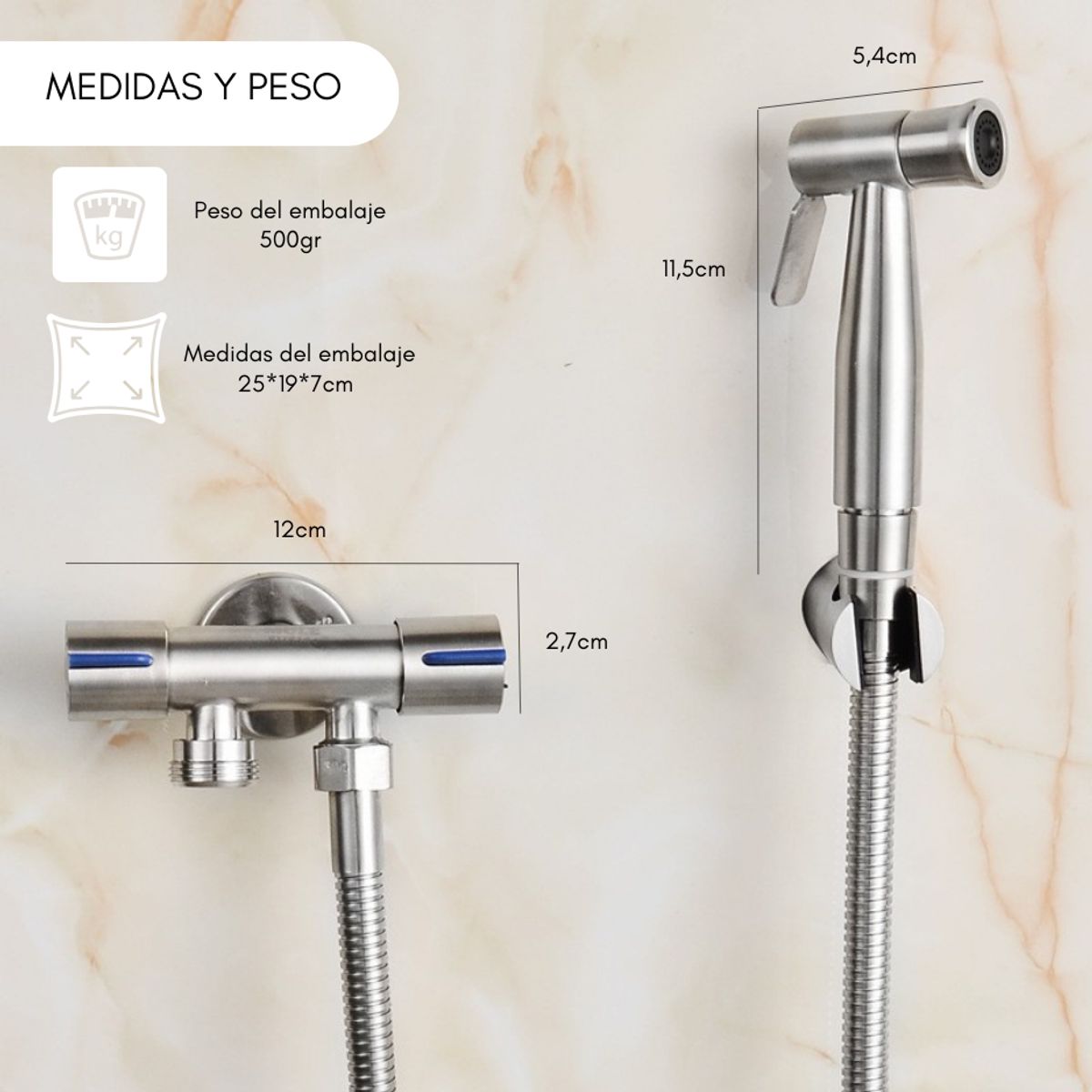 GENERICO - Ducha Bidet Árabe Kit Completo Inodoro Acero Inoxidable