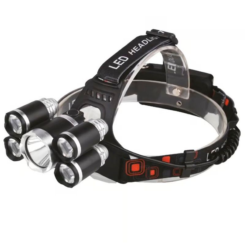 TECNOLAB - Linterna LED Para Cabeza Formato Cintillo 5 Luces Recargable