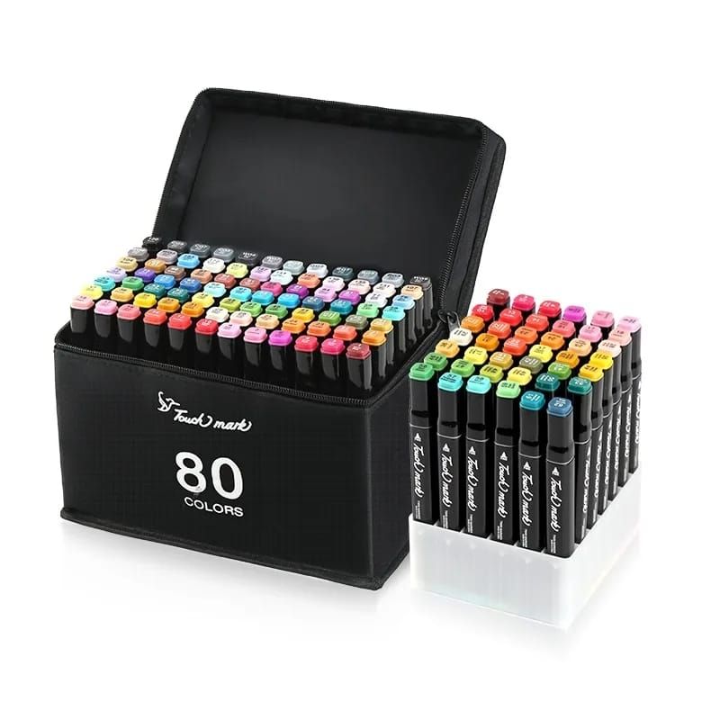 GENERICO - Set de Plumones marcadores Rotuladores doble Punta calidad 80 pcs