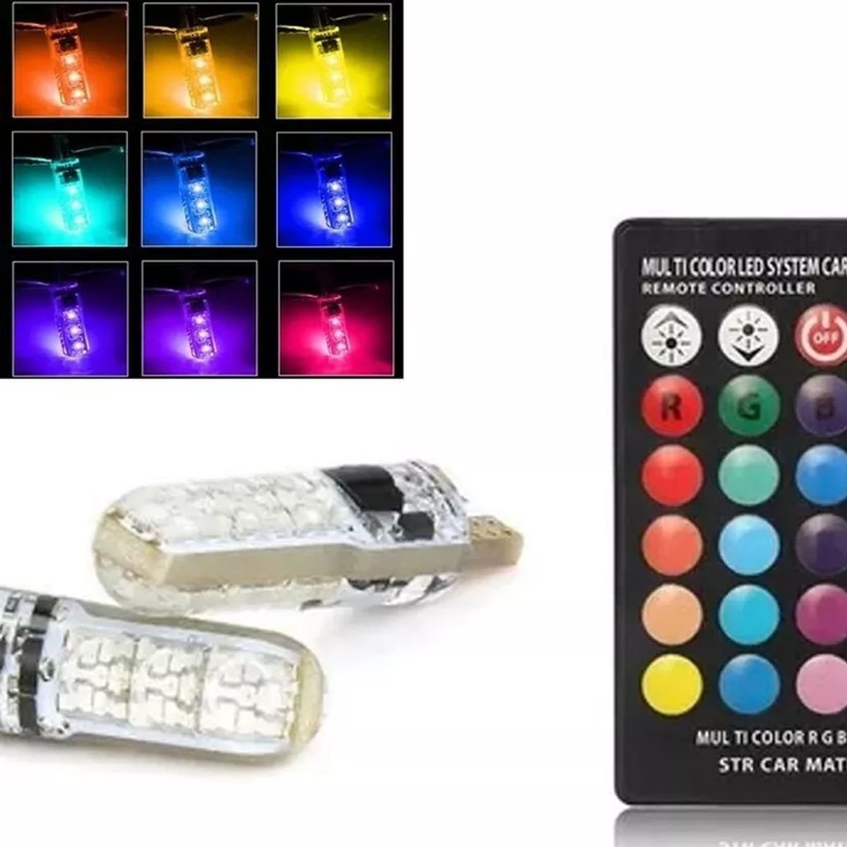 GENERICO - Ampolleta T10 Led Cola Pez Multicolor Rgb Control