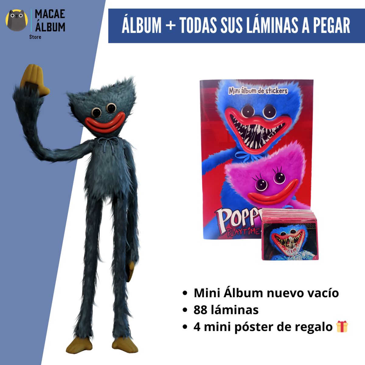 GENERICO - Mini Álbum Poppy Playtime + Todas Sus Láminas A Pegar
