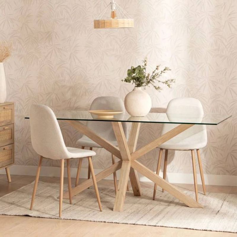 GENERICO - Comedor Oslo Lino Crema 6P 140cm