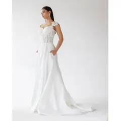 DULCENOVIA - Vestido de Novia Clara falda Mikado con tajo y bolsillos Dulce Novia