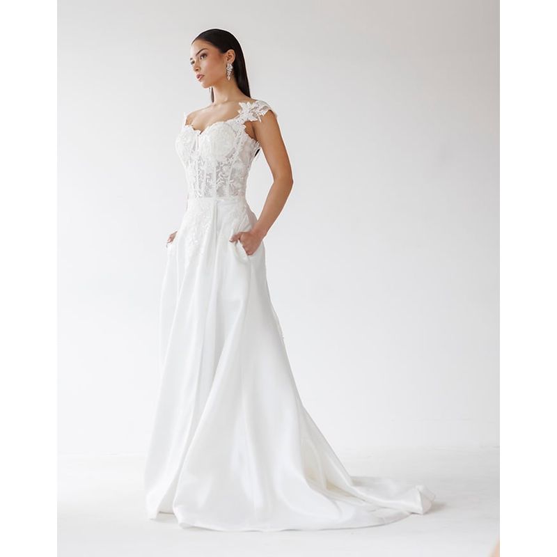 DULCENOVIA - Vestido de Novia Clara falda Mikado con tajo y bolsillos Dulce Novia