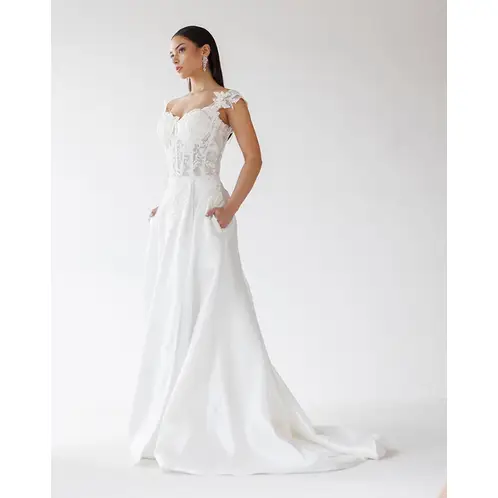 DULCENOVIA - Vestido de Novia Clara falda Mikado con tajo y bolsillos Dulce Novia