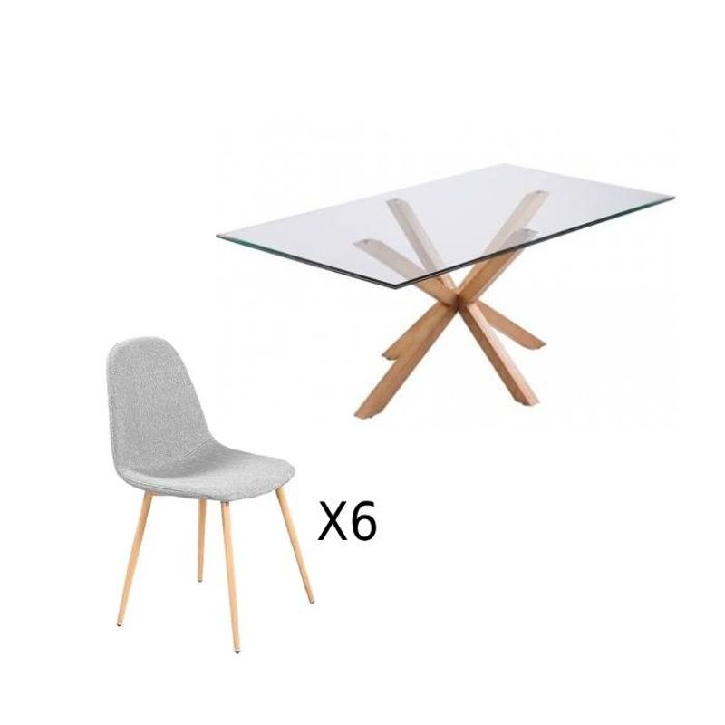 GENERICO - Comedor Oslo Lino Gris 6P 140cm