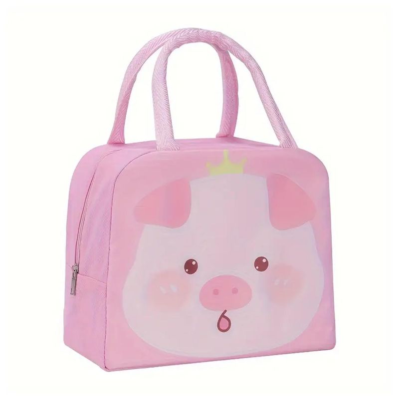 GENERICO - Lonchera Bolsa Termica 23x10x29cm Chanchito Rosa Kawaii
