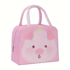 GENERICO - Lonchera Bolsa Termica 23x10x29cm Chanchito Rosa Kawaii