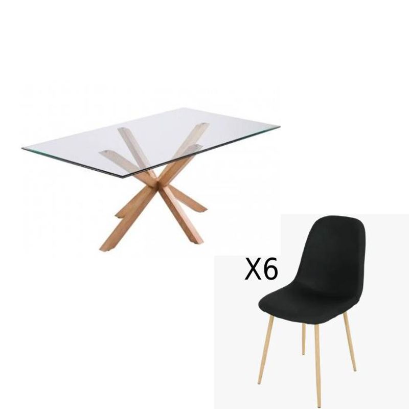 GENERICO - Comedor Oslo Lino Negro 6P 140cm