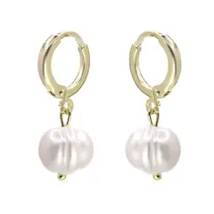 GENERICO - Argollas enchapadas en oro con Perlas