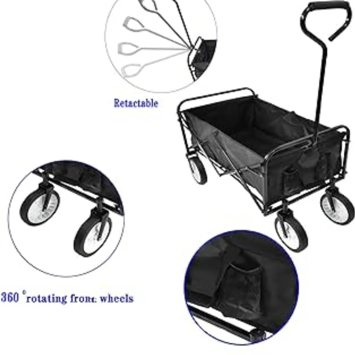 ANGELES DEL HOGAR - Carrito Para Compras Plegable Ideal Para El Camping Pro Max Color Negro
