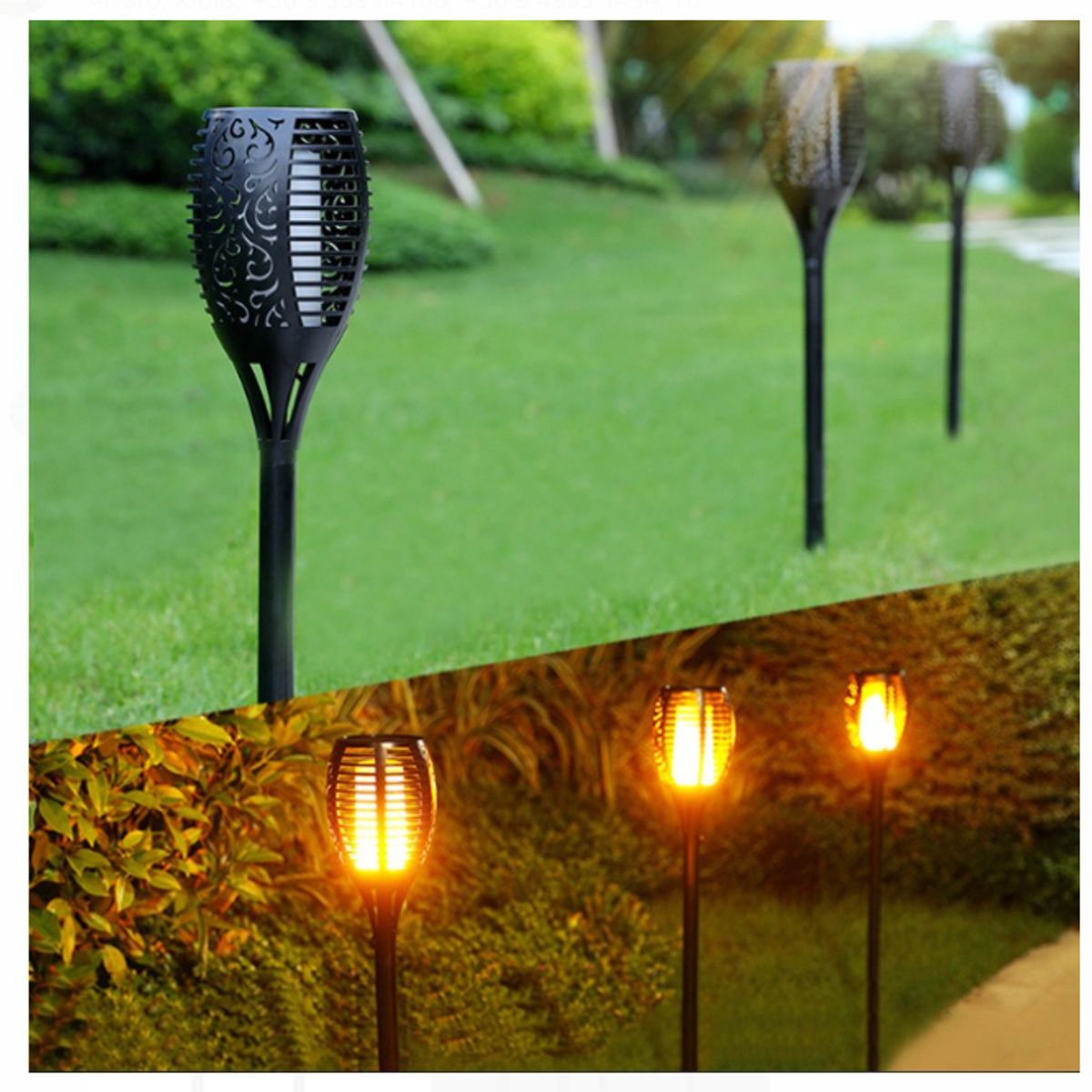 GENERICO - Pack 4 Lámpara de Llama Solar Para Patio y Cesped