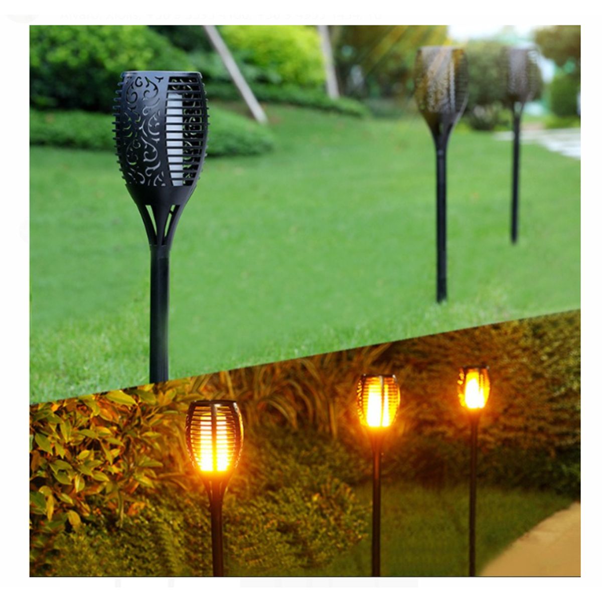 GENERICO - Pack 4 Lámpara de Llama Solar Para Patio y Cesped