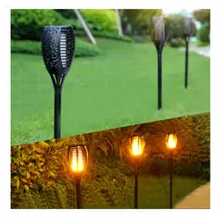 GENERICO - Pack 4 Lámpara de Llama Solar Para Patio y Cesped