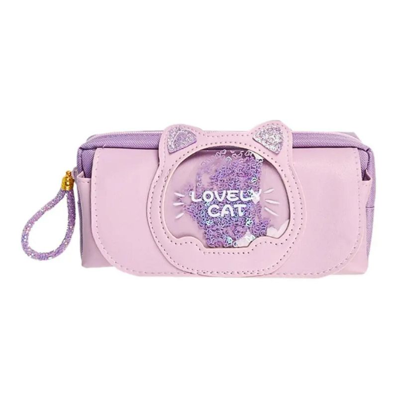 GENERICO - Estuche Cartuchera Diseño Gatito Morado Kawaii