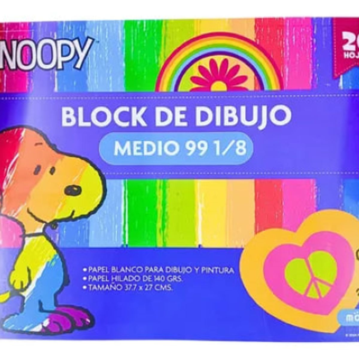 SNOOPY - Block De Dibujo Medio 99 1/8 X 20 Hojas