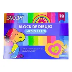 SNOOPY - Block De Dibujo Medio 99 1/8 X 20 Hojas