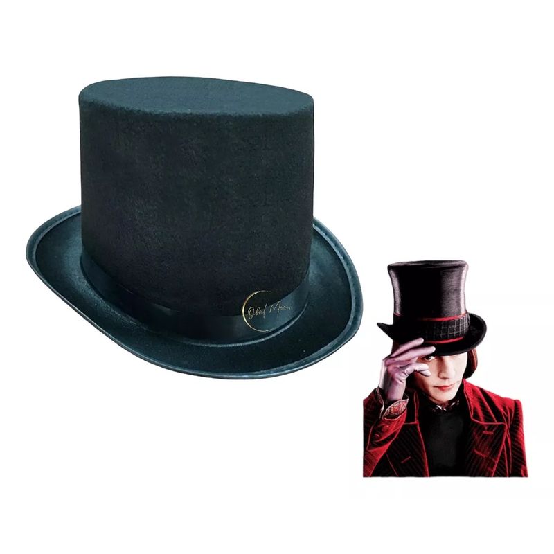 GENERICO - Sombrero Copa Tela Talla M Cosplay Willy Wonka