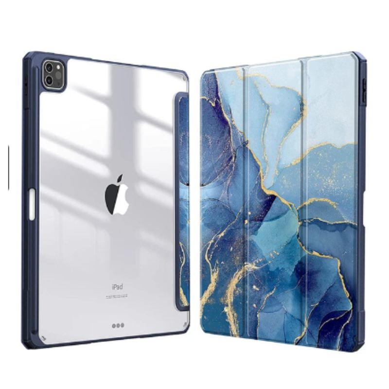 GENERICO - Funda Smart Cover Clear Mármol Para iPad Air 6 11 M2 2024 Azul