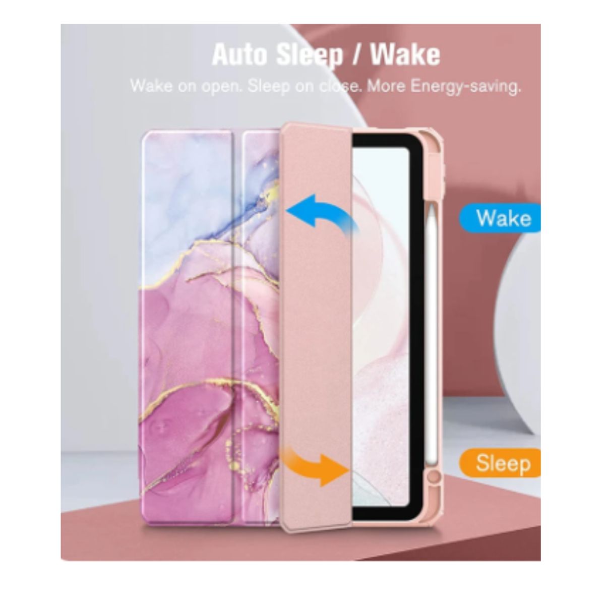 GENERICO - Funda Smart Cover Clear Mármol Para iPad Air 6 11 M2 2024 Rosado