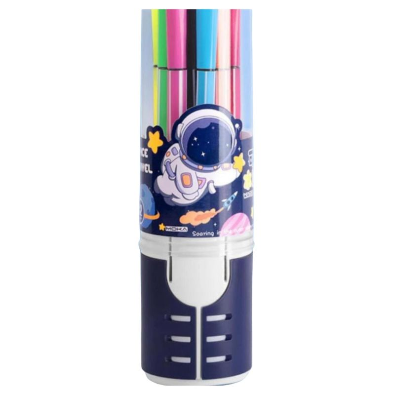 GENERICO - Pack 12 Lapices Boligrafos De Colores Azul Astronauta Kawai